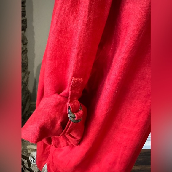 Lauren Ralph Lauren 100% Linen size 2XL ladies button down roll up sleeve shirt - Picture 3 of 6